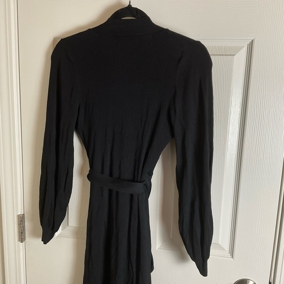 Zara Knit Ruffled Wrap Midi Dress Black size small - Picture 6 of 10